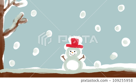 Snowman background material (snowfall) Snowman background material (snowfall) 109255958