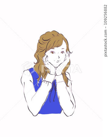 A woman resting on her chin 109256882