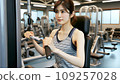 A cute Japanese woman training at the gym 109257028