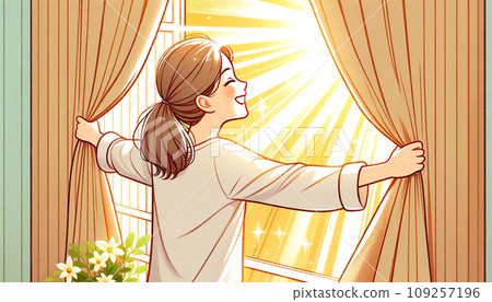A woman whose worries have been resolved 109257196