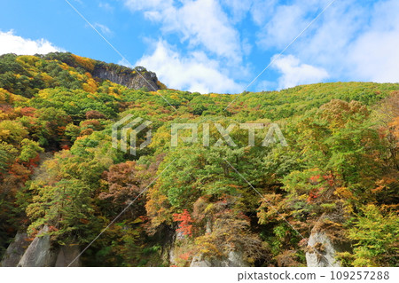 吹割溪谷與秋葉 屏風岩 109257288