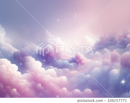 天空從粉紅色變為藍色的背景材料和生動的雲彩 109257771