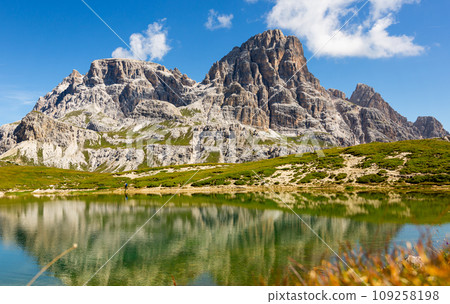 Natural lakes Bodenseen surrounded by rocky mountains in Sexten Dolomites Natural lakes Bodenseen surrounded by rocky mountains in Sexten Dolomites 109258198