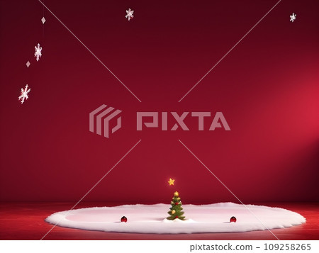 紅色背景上有下雪的小聖誕樹 紅色背景上有下雪的小聖誕樹 109258265