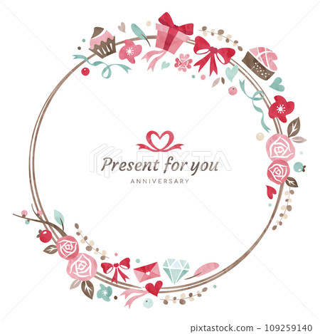 禮物水彩框架 情人節和生日等慶祝活動的裝飾框架 109259140