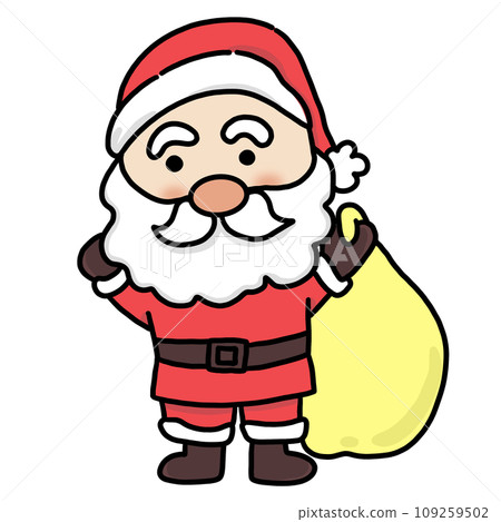 Santa holding a yellow gift bag hand drawn illustration Santa holding a yellow gift bag hand drawn illustration 109259502