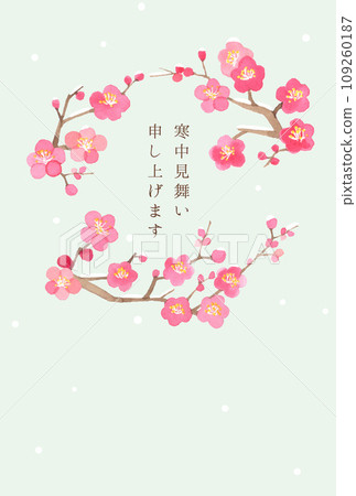 冬天的問候水彩梅花圈 109260187