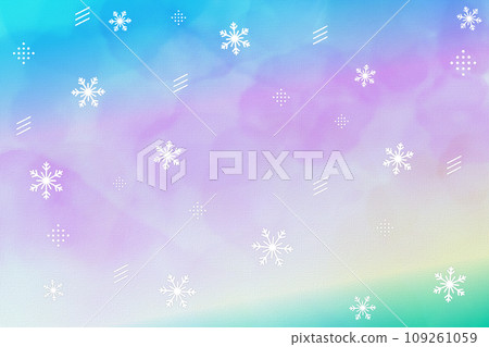background image background handwritten style watercolor style canvas winter Christmas snowflake light blue blue rainbow 109261059