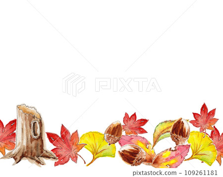 Hand-painted watercolor fallen leaves frame 109261181