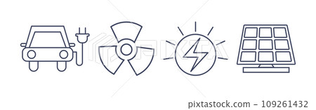 Ecology Line Icon as Nature and Environment Vector Set 109261432