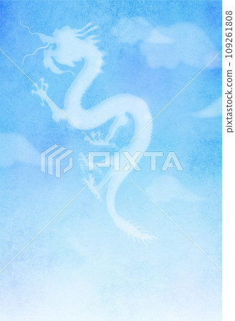 2024年新年賀卡 龍在雲端升起 漂浮在藍天 龍年 109261808