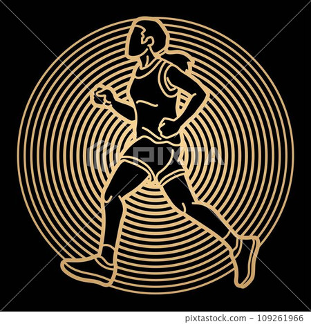 A Woman Start Running Action Marathon Runner Cartoon Sport Graphic Vector 109261966