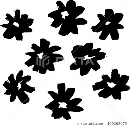 Grunge Dry Brush Flowers Set. Grunge Dry Brush Flowers Set. 109262075