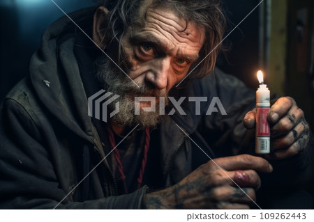 Homeless people close-up on city streets 109262443