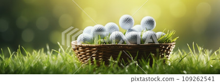 Golf balls in a basket close-up 109262541