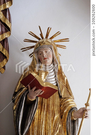 Saint Scholastica, altar statue in the church of St. Agatha in Schmerlenbach, Germany Saint Scholastica, altar statue in the church of St. Agatha in Schmerlenbach, Germany 109262600
