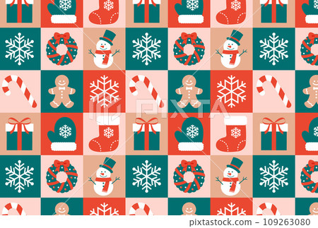 各種聖誕圖示的無縫圖案 109263080