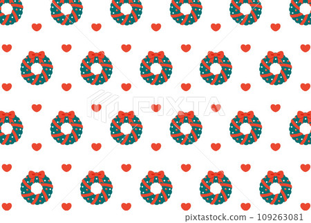 聖誕花圈和心無縫模式 109263081