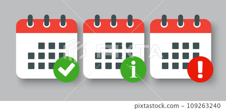 Icon calendar - popup message check, info, error 109263240