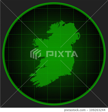 Vector map Ireland on the radar screen 109263244