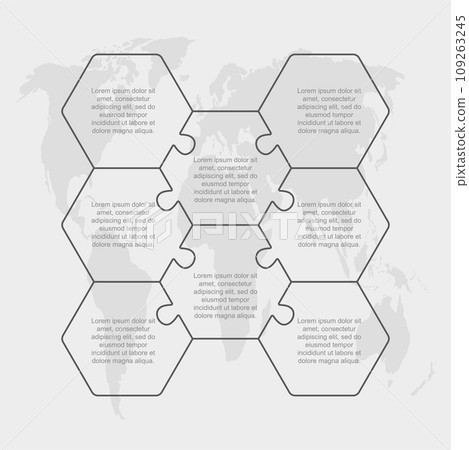 Diagram infographic for 8 steps, hexagon puzzle 109263245