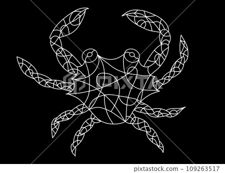 Black and White Crab Stained Glass Mosaic Tiles. Black and White Crab Stained Glass Mosaic Tiles. 109263517