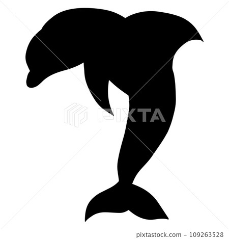 Jumping Dolphin Silhouette Isolated on White Background. 109263528