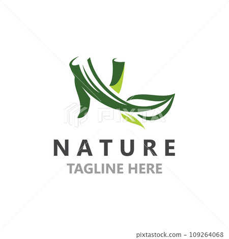 Letter N with green leaf nature logo design, organic landscape design garden vector Letter N with green leaf nature logo design, organic landscape design garden vector 109264068