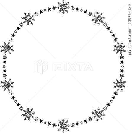 Snowflake circle frame. Winter snowflake round border. Snowflake circle frame. Winter snowflake round border. 109264189