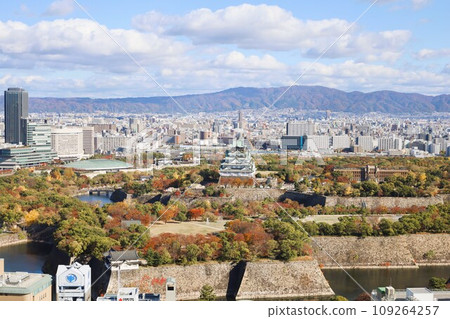 11月的大阪,秋葉的大阪城公園,秋日天空可欣賞大阪城的大阪商務公園,新飯店 11月的大阪,秋葉的大阪城公園,秋日天空可欣賞大阪城的大阪商務公園,新飯店 109264257