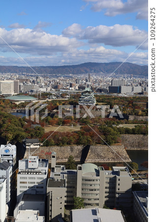 Osaka in November, Osaka Castle Park with autumn leaves, Osaka Business Park with a view of Osaka Castle in the autumn sky, a new hotel 109264275