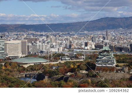 Osaka in November, Osaka Castle Park with autumn leaves, Osaka Business Park with a view of Osaka Castle in the autumn sky, a new hotel Osaka in November, Osaka Castle Park with autumn leaves, Osaka Business Park with a view of Osaka Castle in the autumn sky, a new hotel 109264362