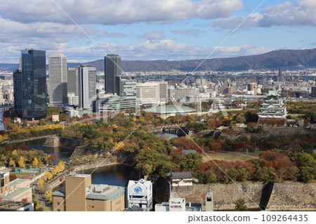 Osaka in November, Osaka Castle Park with autumn leaves, Osaka Business Park with a view of Osaka Castle in the autumn sky, a new hotel Osaka in November, Osaka Castle Park with autumn leaves, Osaka Business Park with a view of Osaka Castle in the autumn sky, a new hotel 109264435