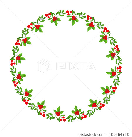Christmas round floral wreath frame. Winter holiday decoration Christmas round floral wreath frame. Winter holiday decoration 109264518