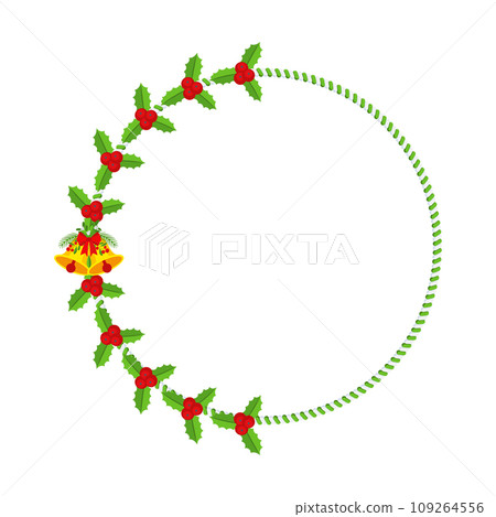 Christmas round floral wreath frame. Traditional winter garland icon 109264556