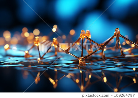 Abstract 3d rendering of chaotic cubes. Futuristic background with glowing cubes. AI Generation. 109264797
