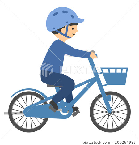 一個戴著頭盔騎自行車的男孩 109264985