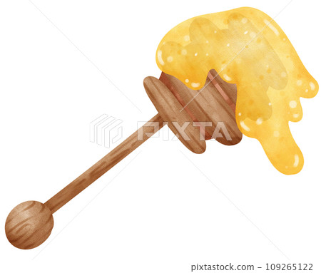 wood stick with honey watercolor 109265122
