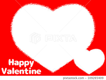 Valentine's Day Heart Photo Frame Crayon Touch Illustration [A4/Horizontal] 109265409