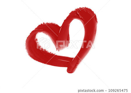 Red lipstick swatch isolated on white background, cosmetic product, brush stroke, swipe sample. 109265475