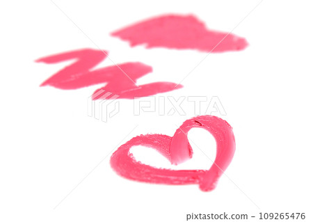 pink lipstick swatch isolated on white background, cosmetic product, brush stroke, swipe sample. 109265476