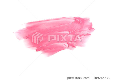 pink lipstick swatch isolated on white background, cosmetic product, brush stroke, swipe sample. pink lipstick swatch isolated on white background, cosmetic product, brush stroke, swipe sample. 109265479