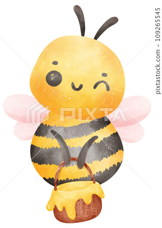 Cute Bee and honey watercolor Cute Bee and honey watercolor 109265545