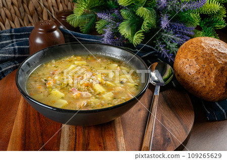 Polish barley soup. Polish barley soup. 109265629