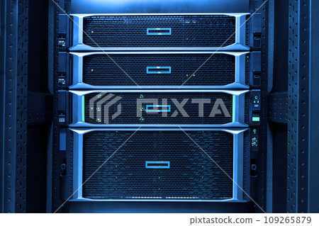 The server room tells the computer server that is working continuously. Convey the power and progress 109265879