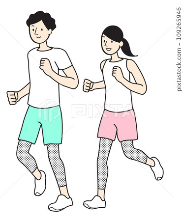Jogging man and woman simple character illustration Jogging man and woman simple character illustration 109265946