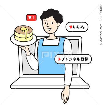 Simple person illustration male YouTuber cooking Simple person illustration male YouTuber cooking 109266089
