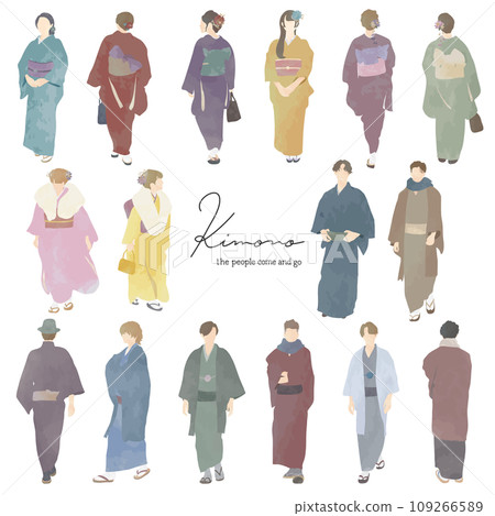 People wearing simple kimonos 109266589