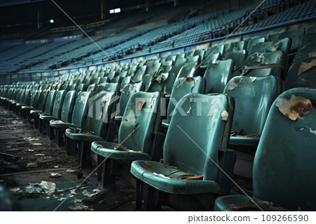 Seats in an abandoned stadium. Generative AI Seats in an abandoned stadium. Generative AI 109266590