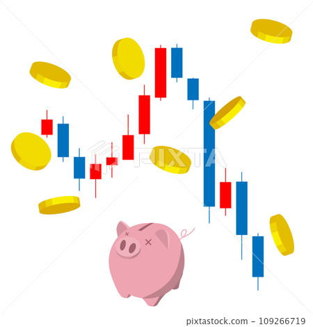 An illustration of a pig's piggy bank running out of money due to a stock market crash. An image of a big loss on investment. An illustration of a pig's piggy bank running out of money due to a stock market crash. An image of a big loss on investment. 109266719
